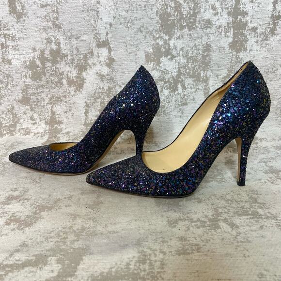 Kate Spade Licorice Pointed Toe Pumps in Navy Glitter - Picture 4 of 9
